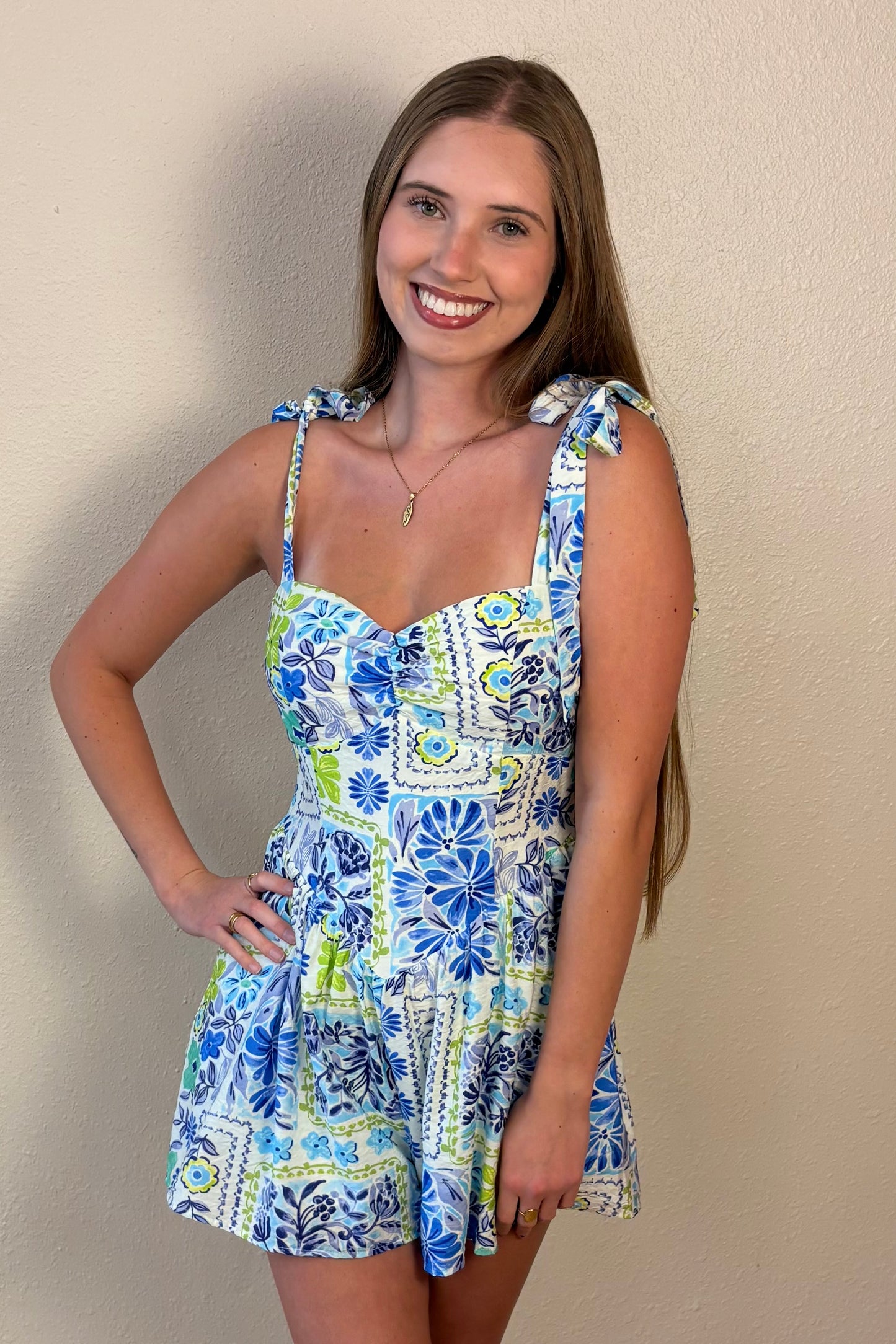 Addison Tie Strap Floral Romper