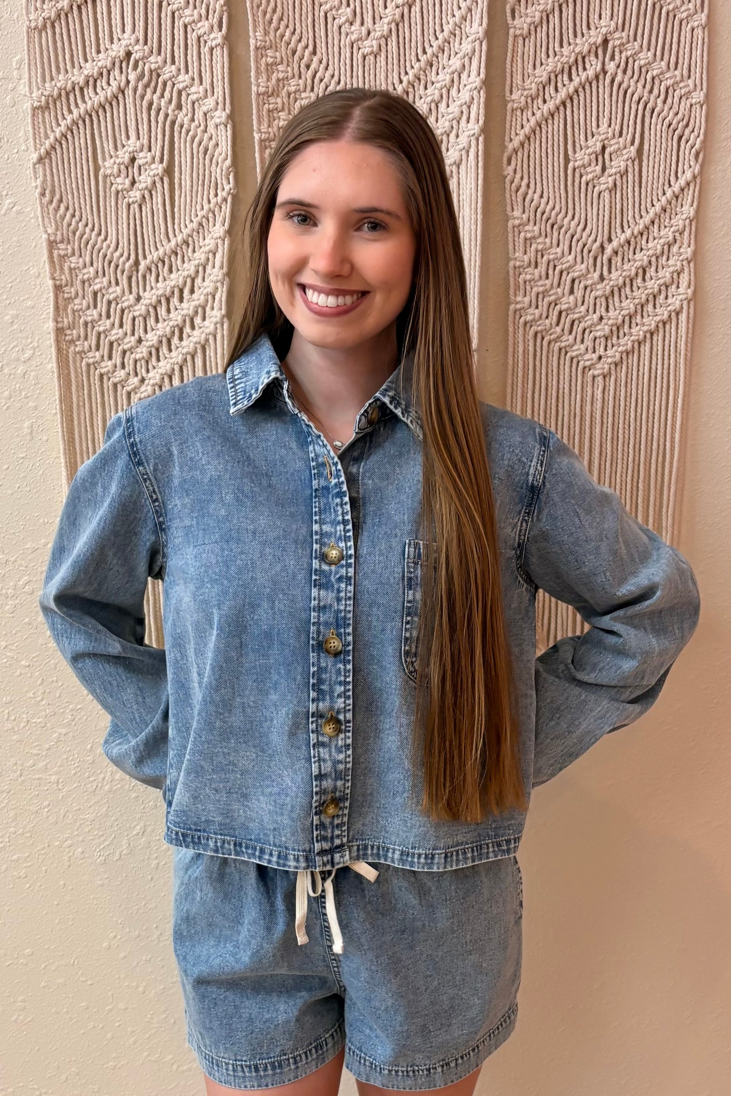 Monica Denim Tie Front Shorts