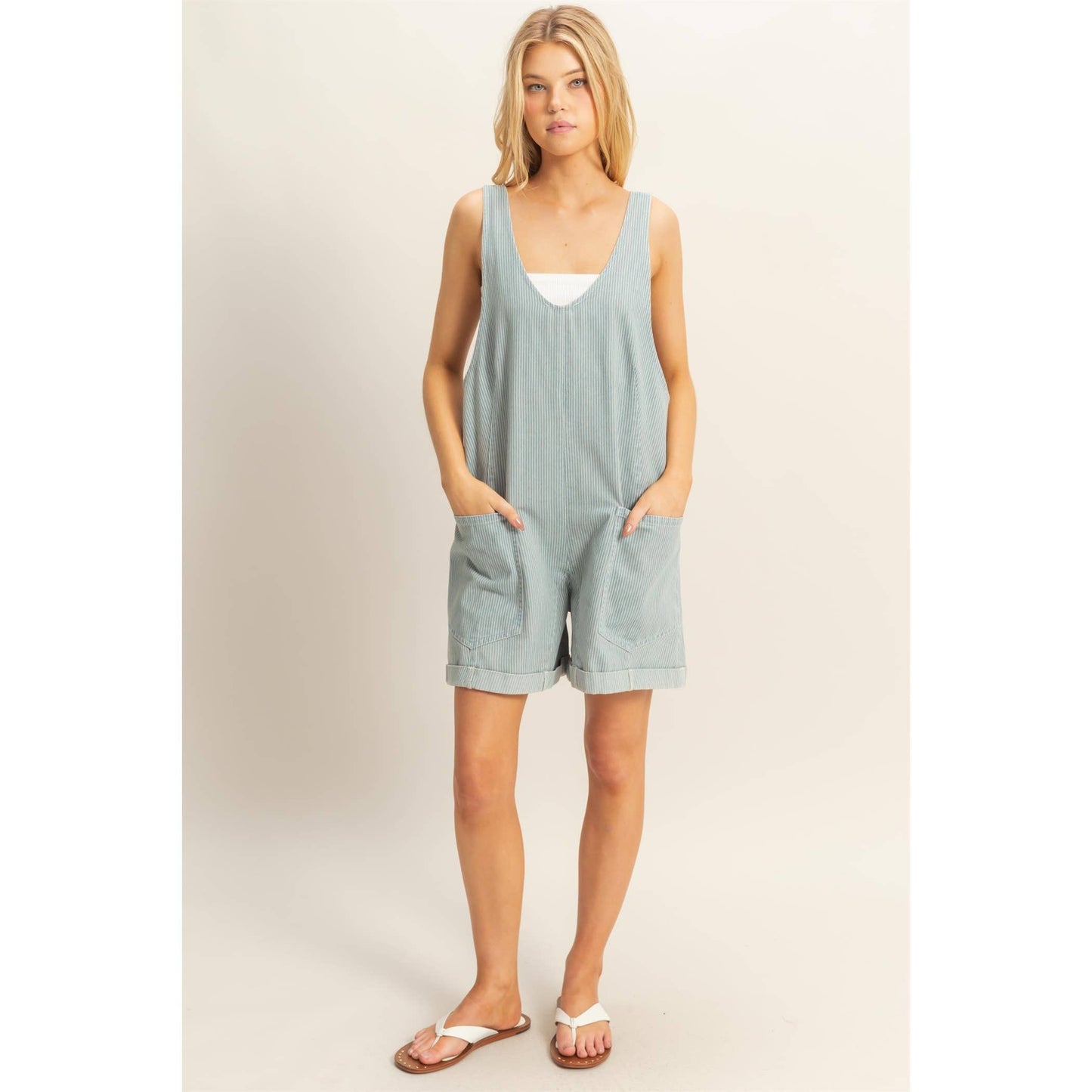 Allison Denim Stripe Romper