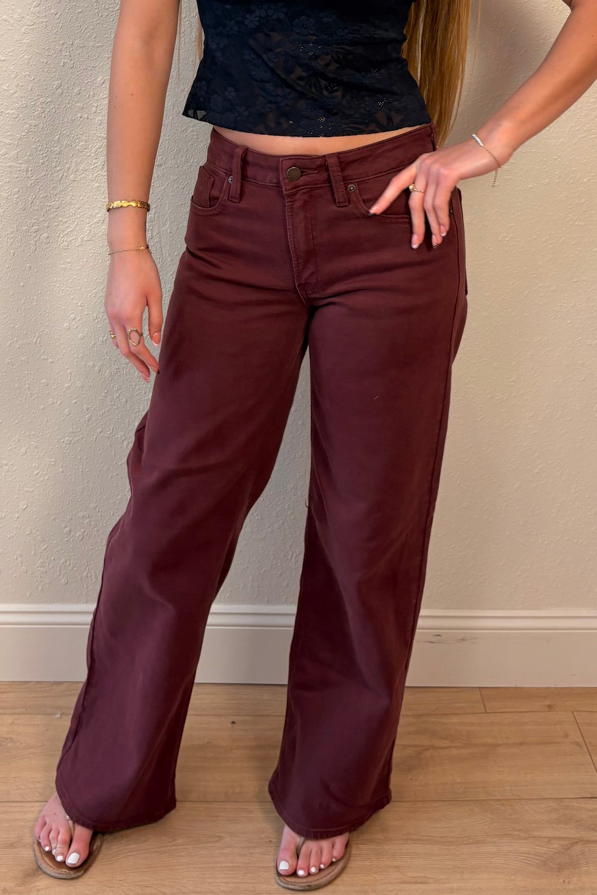 Just USA Dark Wine Straight Leg Jeans