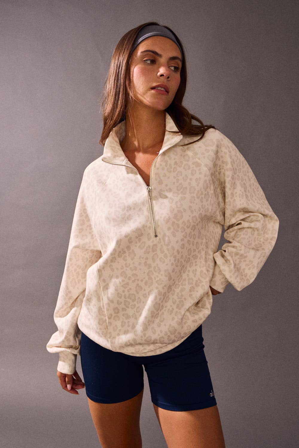 Marlene Leopard Quarter Zip Pullover