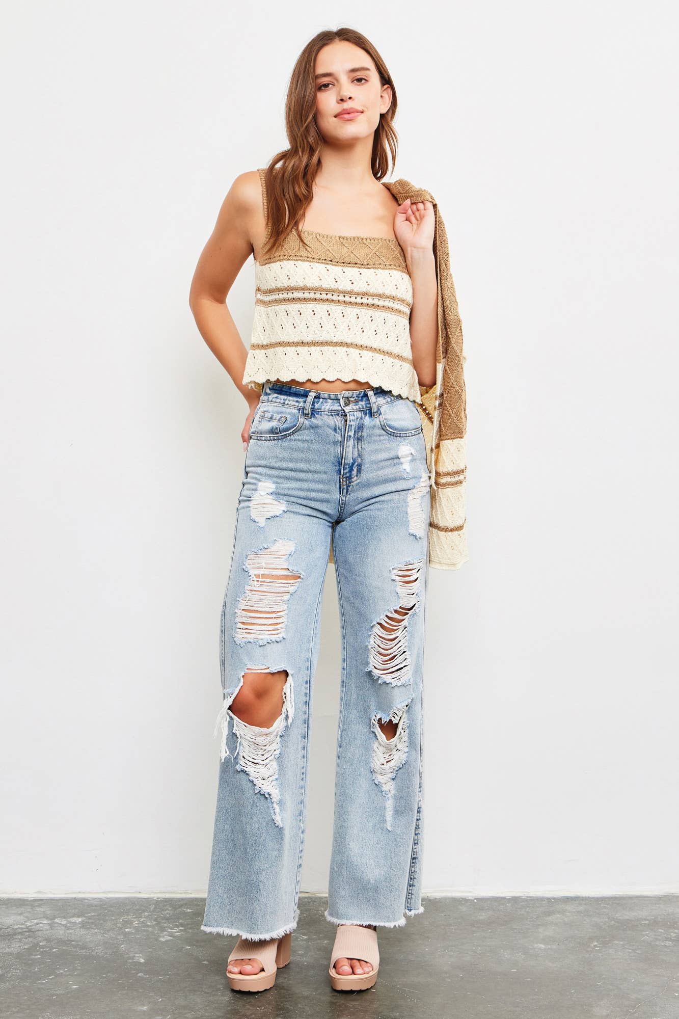 Ellie Crochet Cami Sweater Top