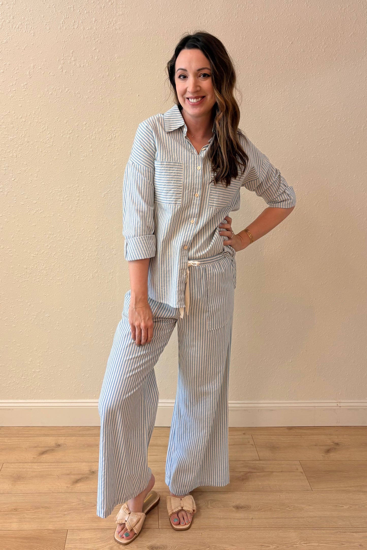 Cora Light Blue Stripe Woven Shirt
