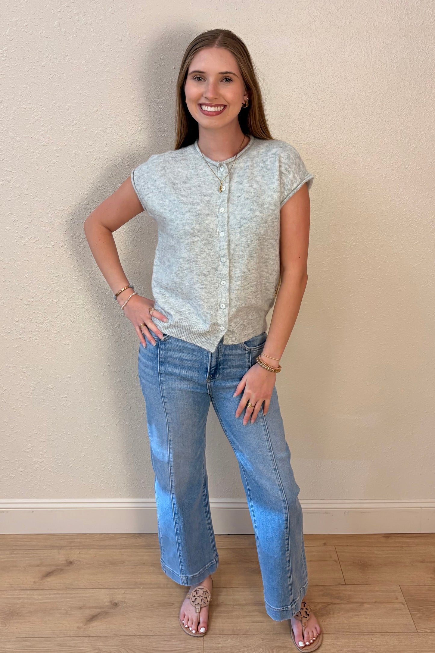 Emily Raw Edge Sleeveless Cardigan