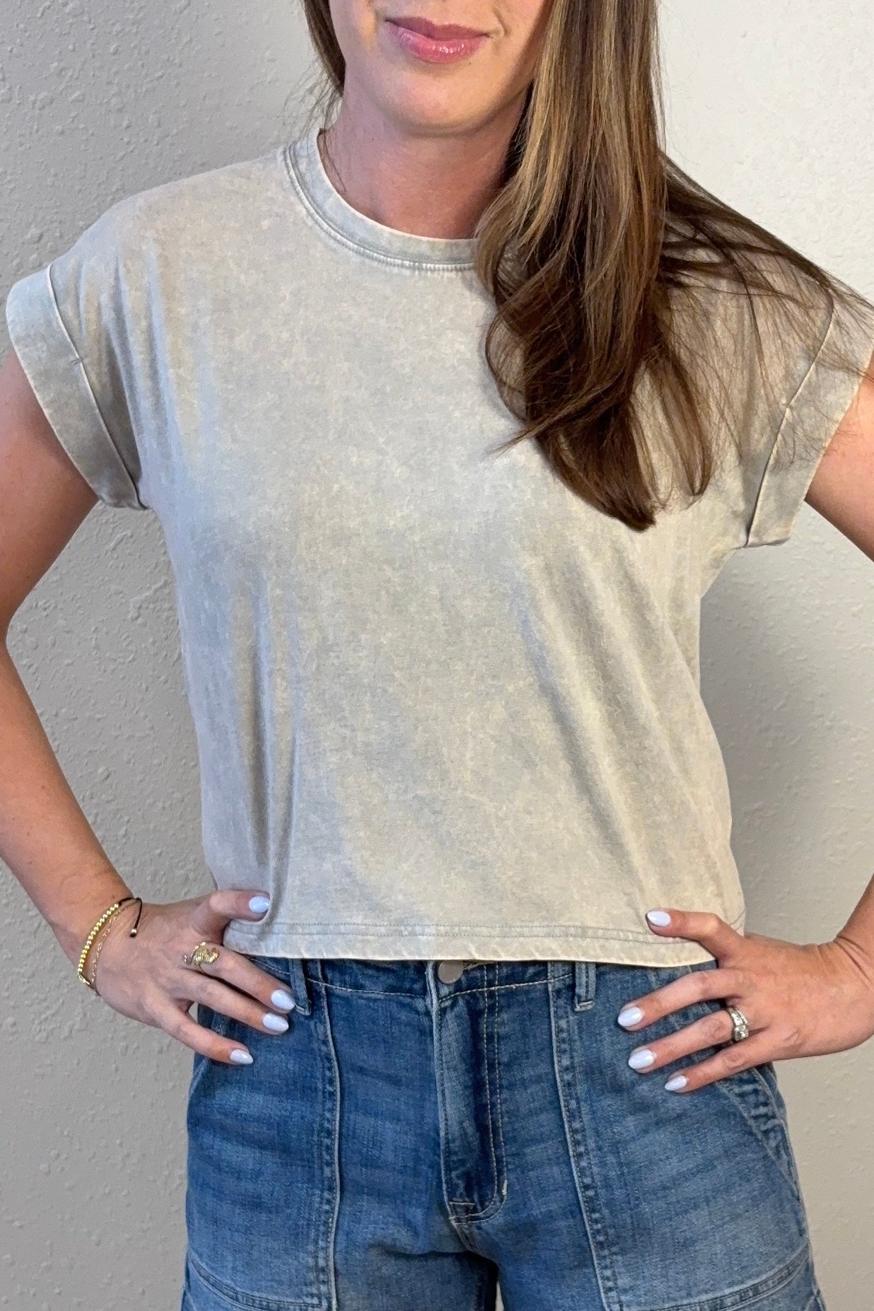 Zara Sleet Gray Mineral Wash T-Shirt