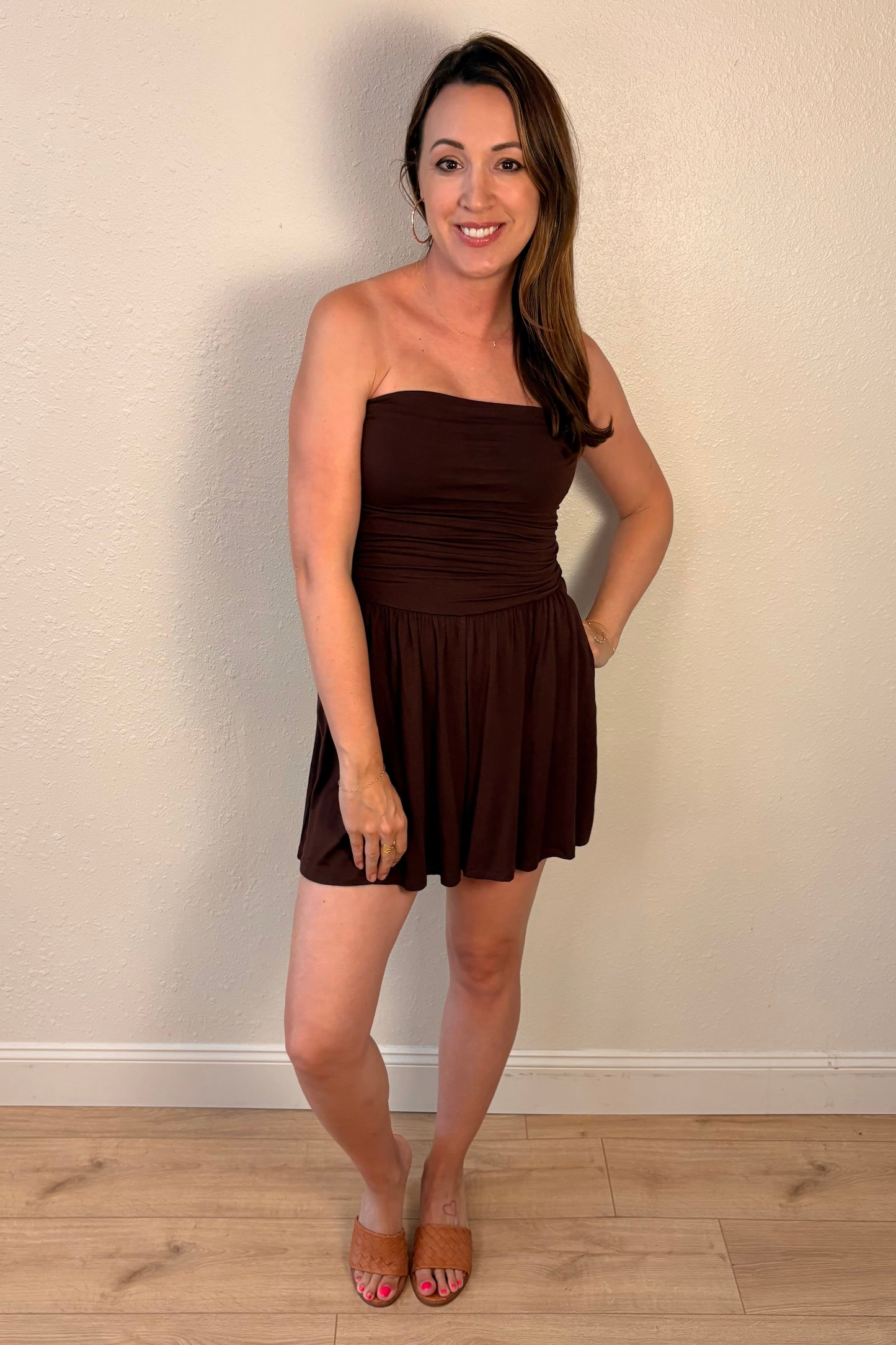 Serenity Chocolate Brown Strapless Romper