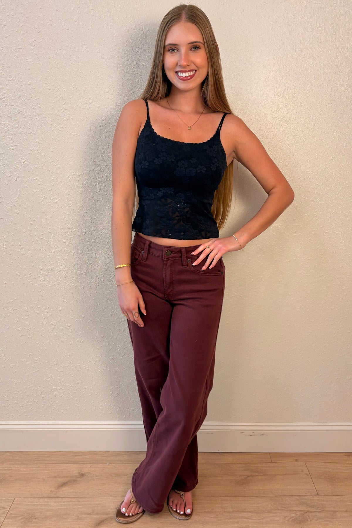 Just USA Dark Wine Straight Leg Jeans
