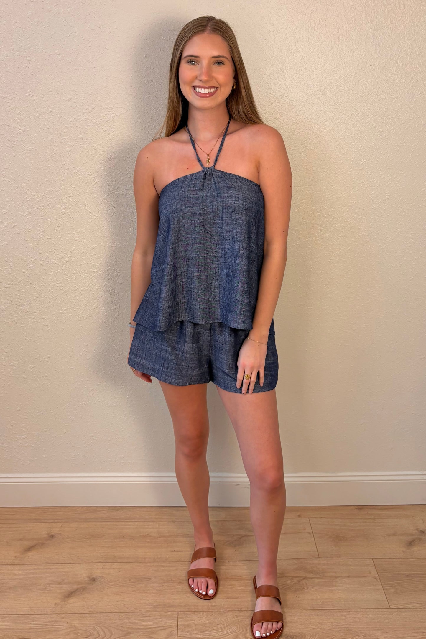Reese Lightweight Denim Halter Top