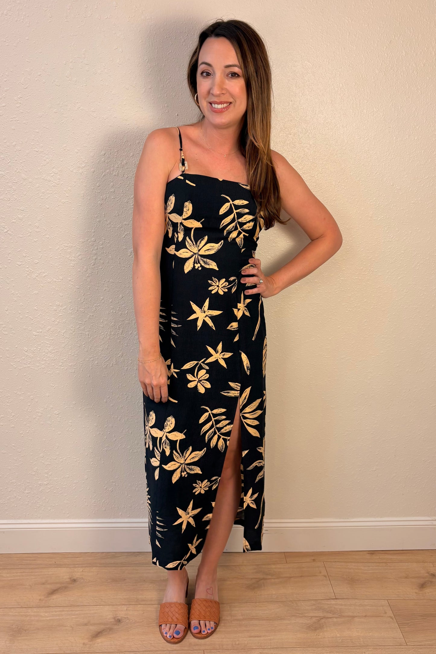 Savannah Tropical Palm Print Maxi Dress