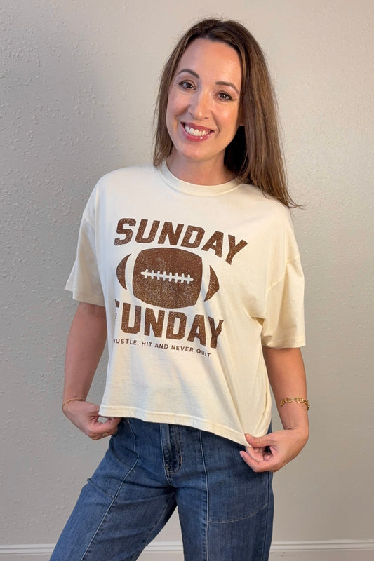 Sunday Funday Football Graphic Boxy Crop Top