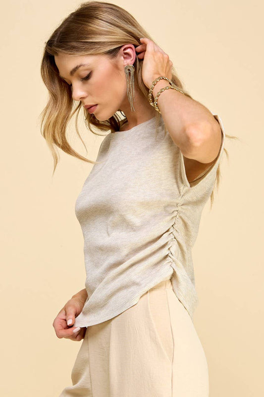 Oriana Side Ruched Thermal Top