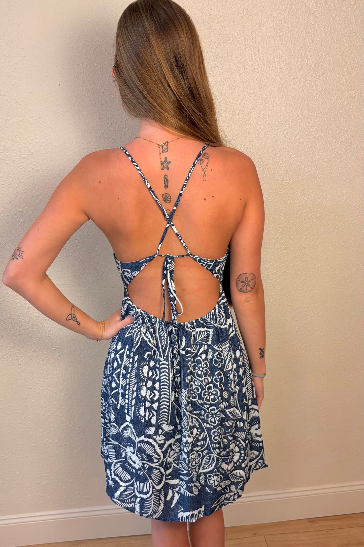Harlow Floral Print Open Back Dress