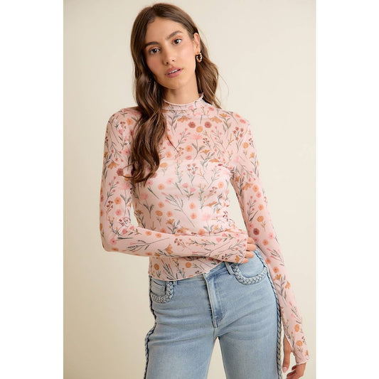 Florence Floral Mesh Long Sleeve Top