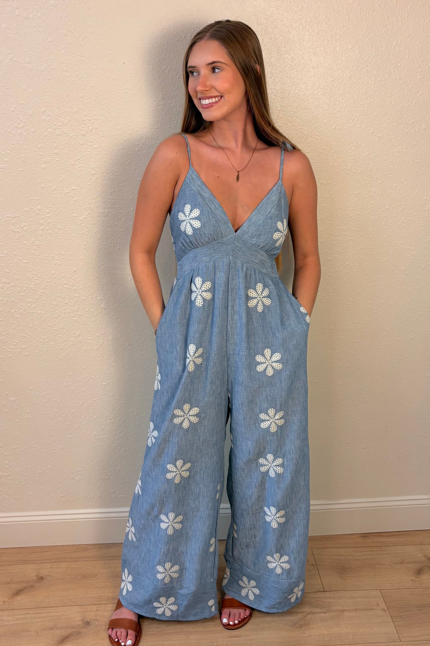 Drew Denim Chambray Daisy Jumpsuit