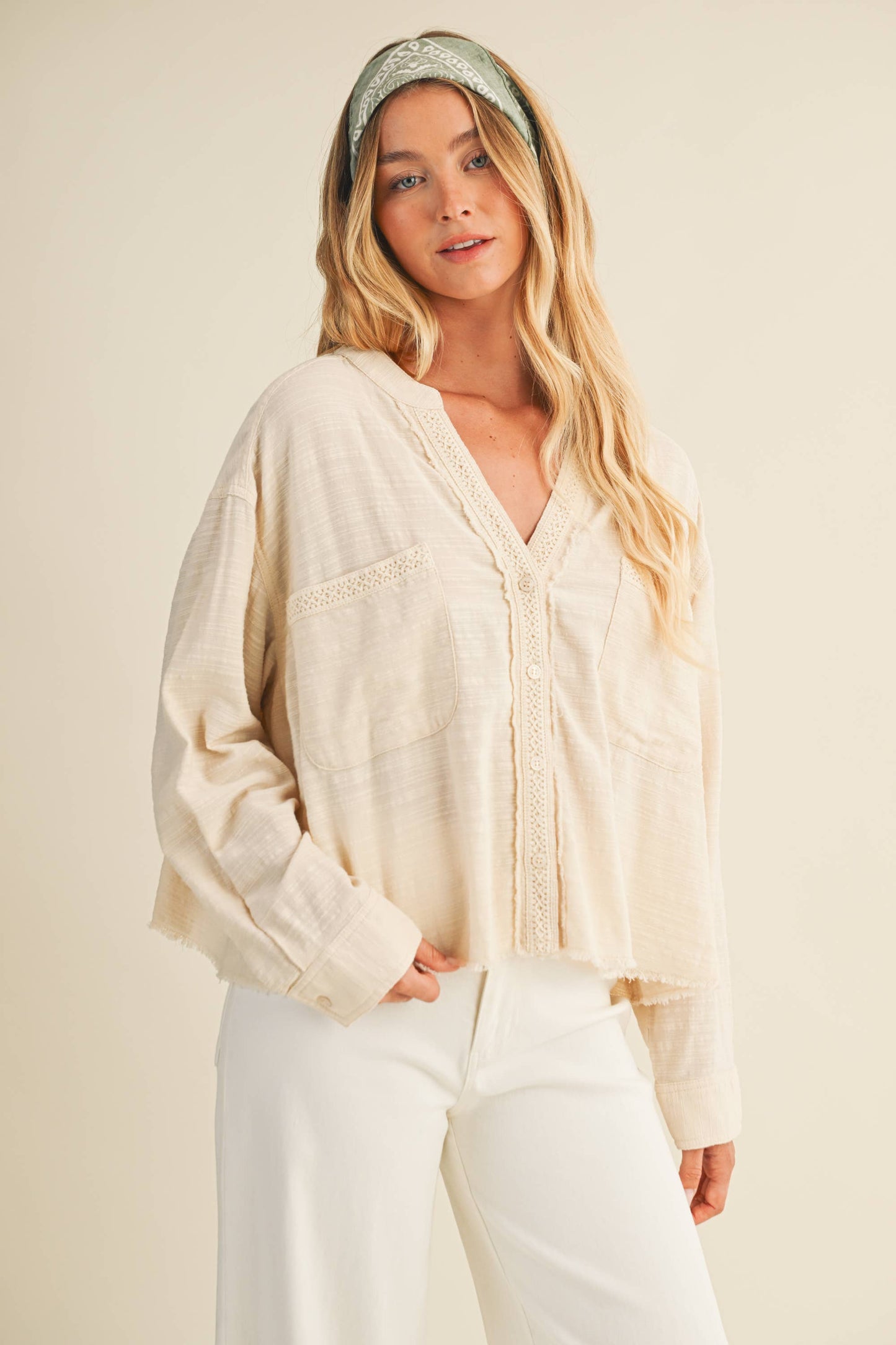Celeste Lace Trim Raw Edge Top