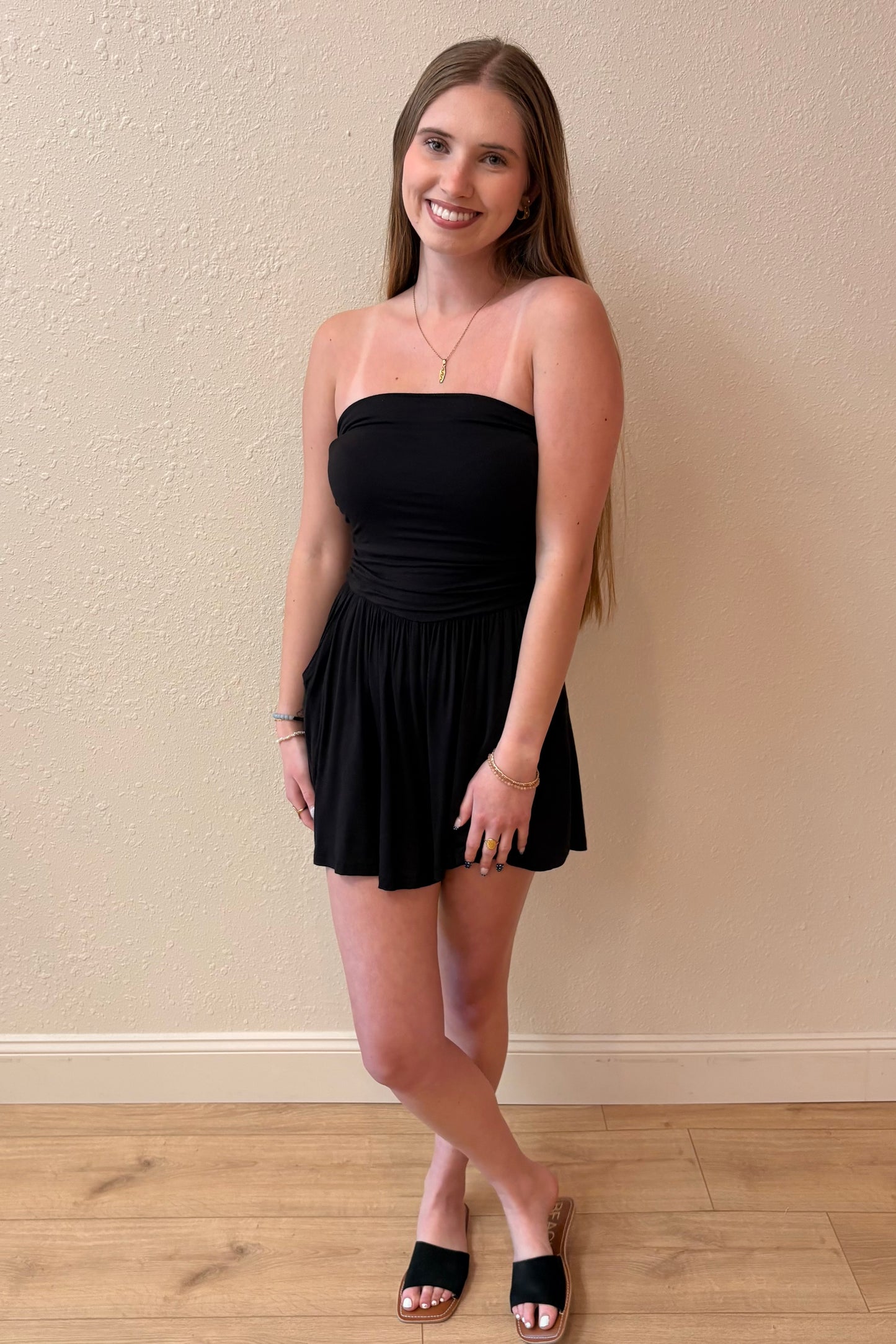 Serenity Black Strapless Romper