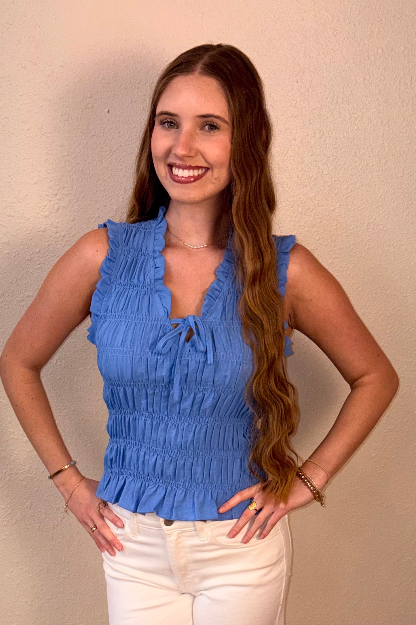 Marleigh Smocked Sleeveless Top