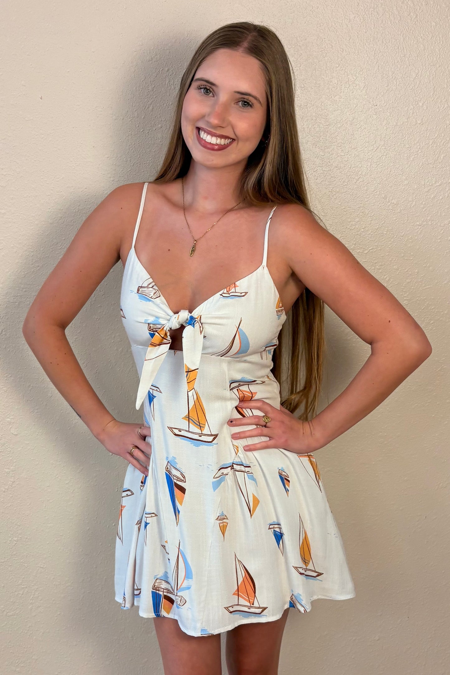 Maya Sailboat Print Mini Dress