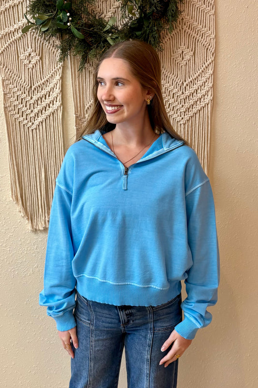 Millie Half Zip Mineral Wash Sweatshirt
