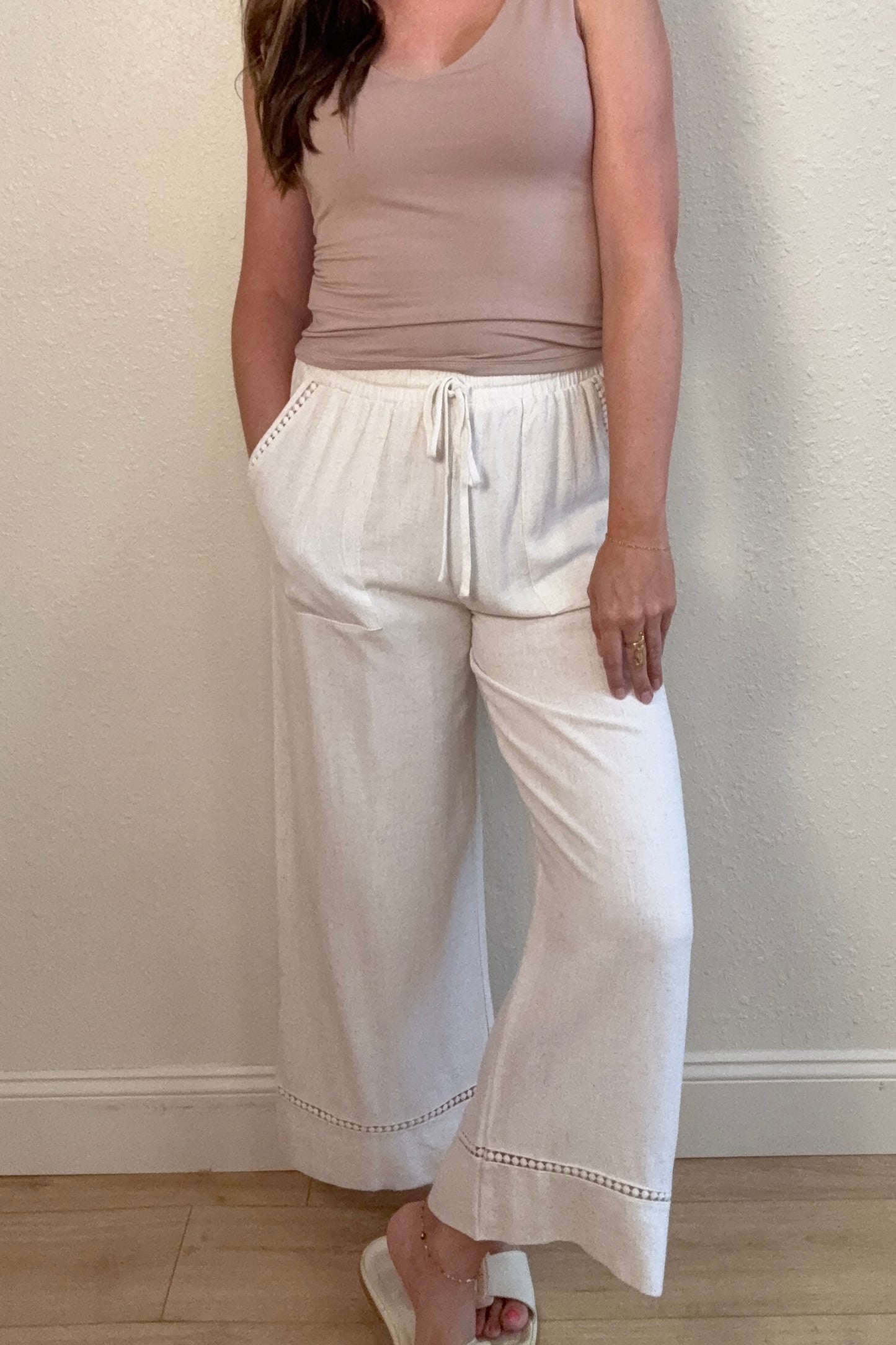 Avery Linen Blend Crochet Detail Pants