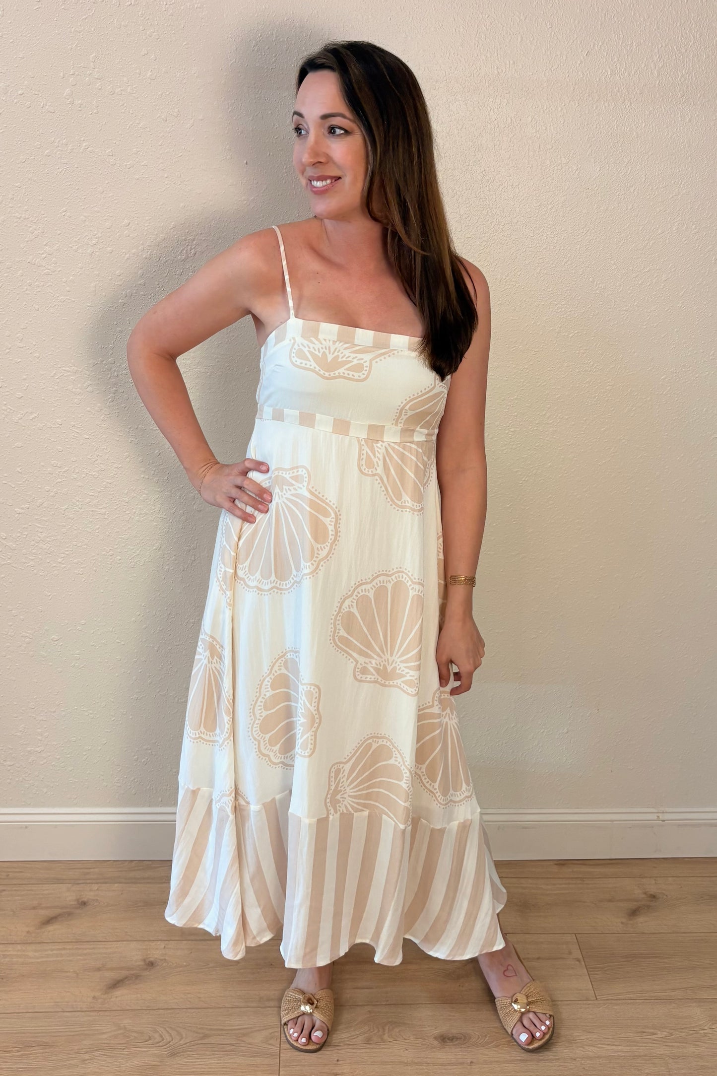 Sally Seashell Print Maxi Dress