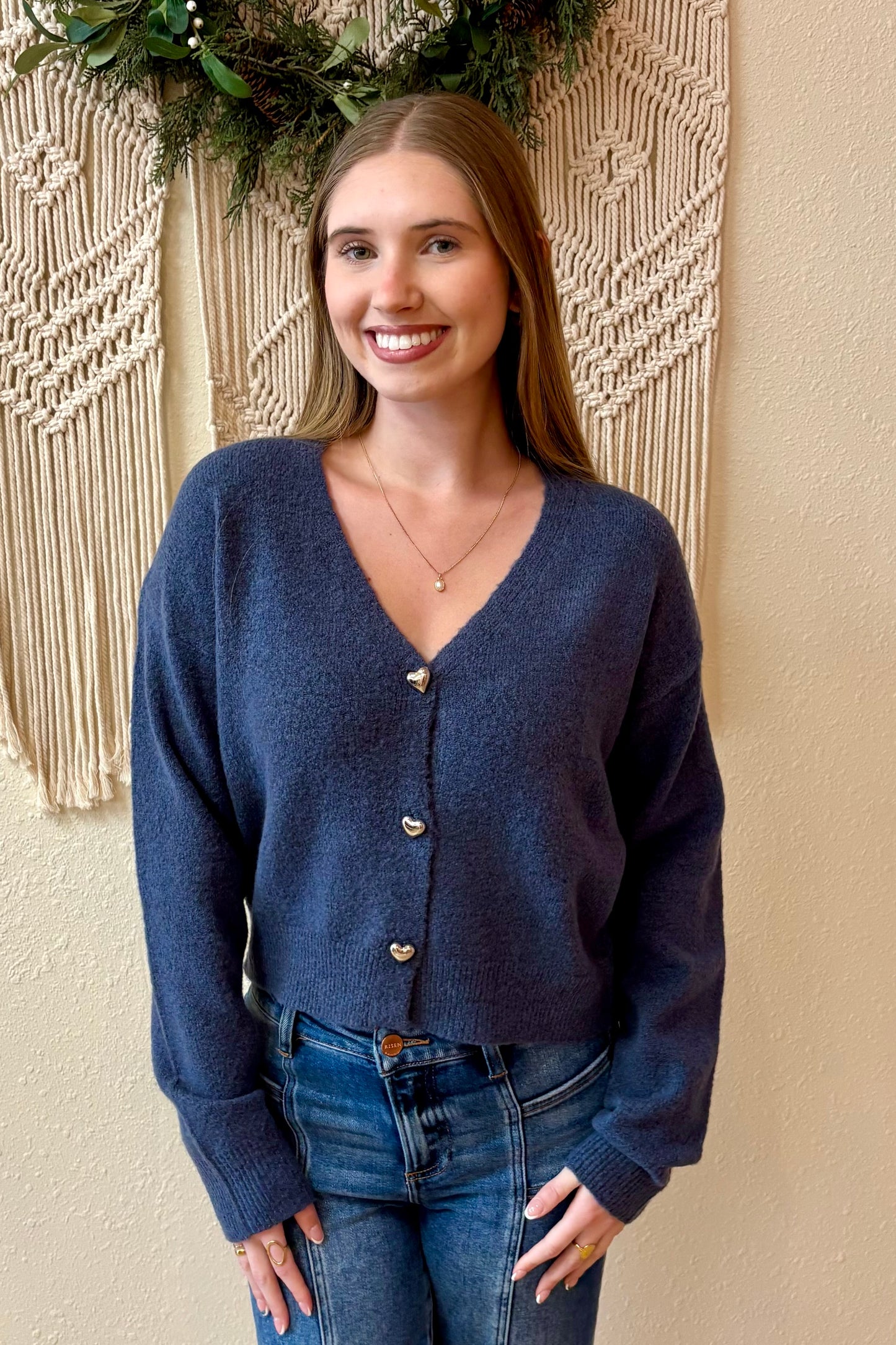 Keira Heart Button Sweater