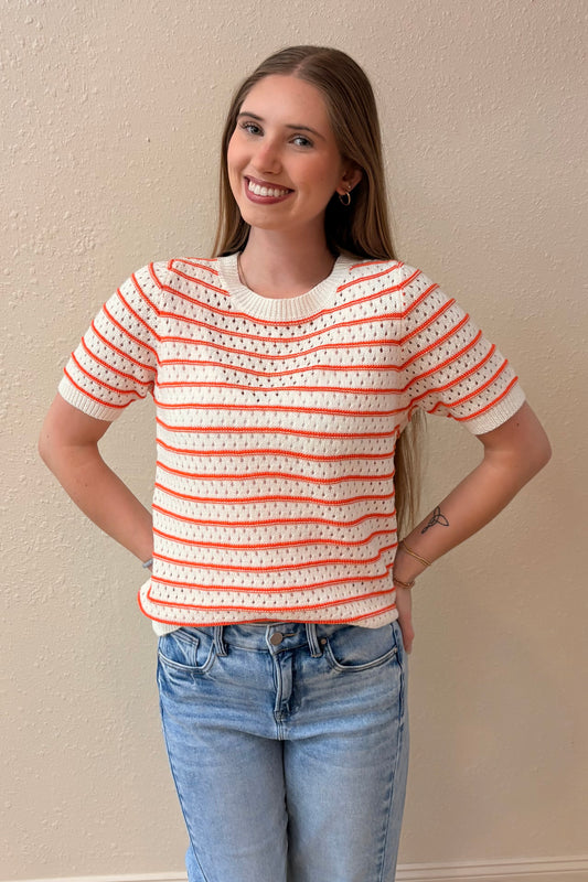 Ivy Orange Stripe Knit Top