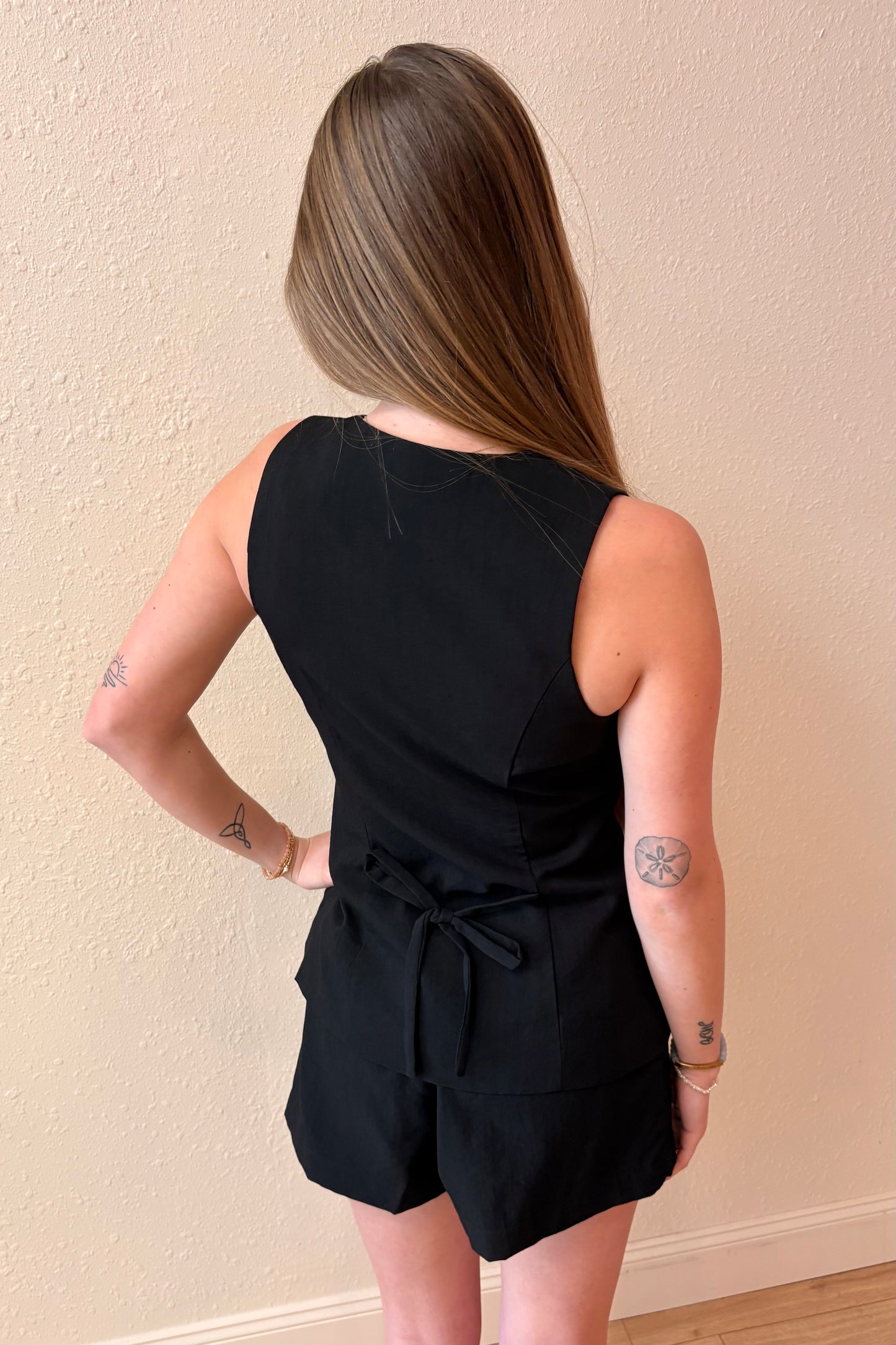 Kate Button Front Linen Blend Vest