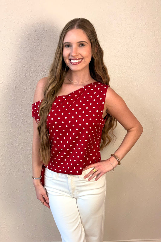 Soleil Off the Shoulder Polka Dot Top