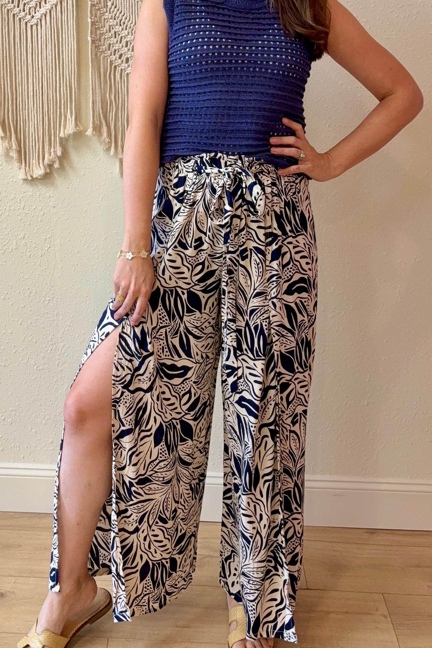 Soleil Tropical Floral Wide Leg Pants
