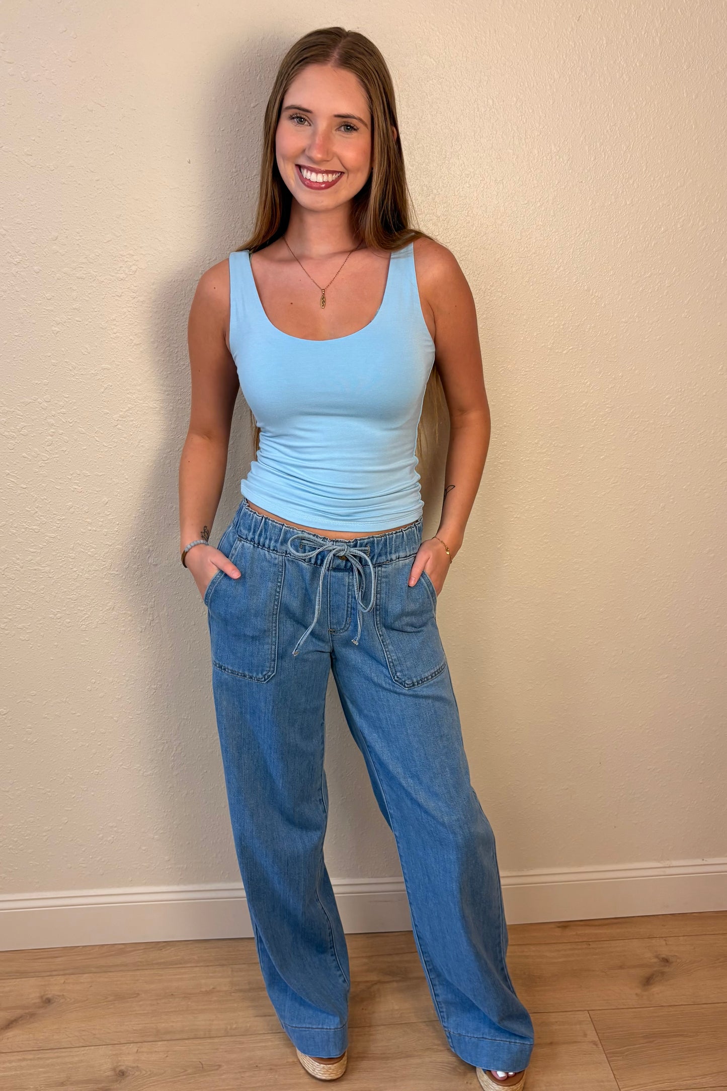 Just USA Wide Leg Tie Front Jeans