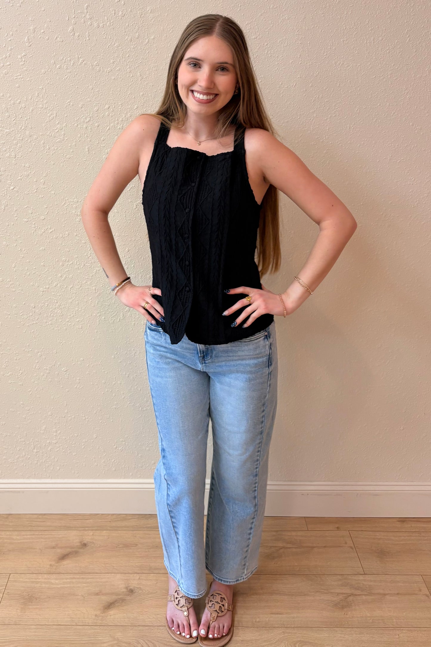 Ellie Textured Button Down Top