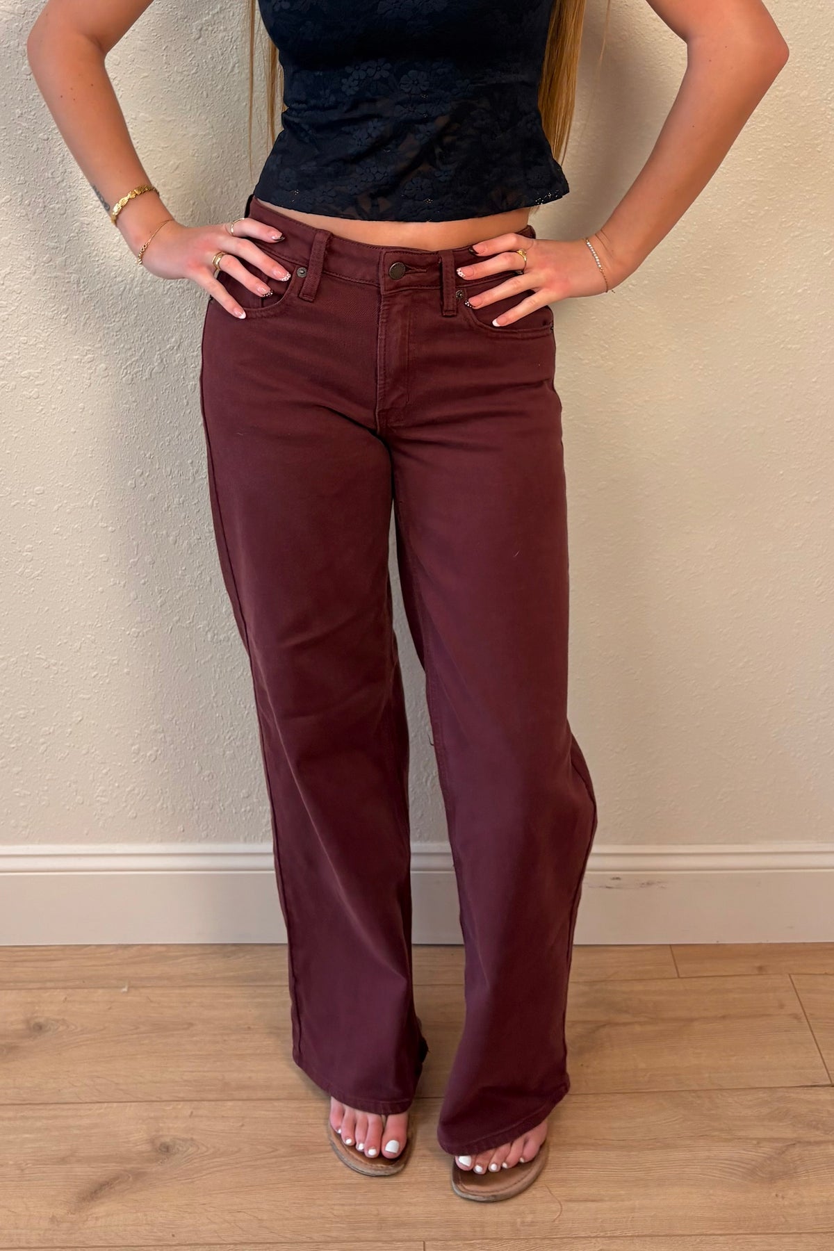 Just USA Dark Wine Straight Leg Jeans