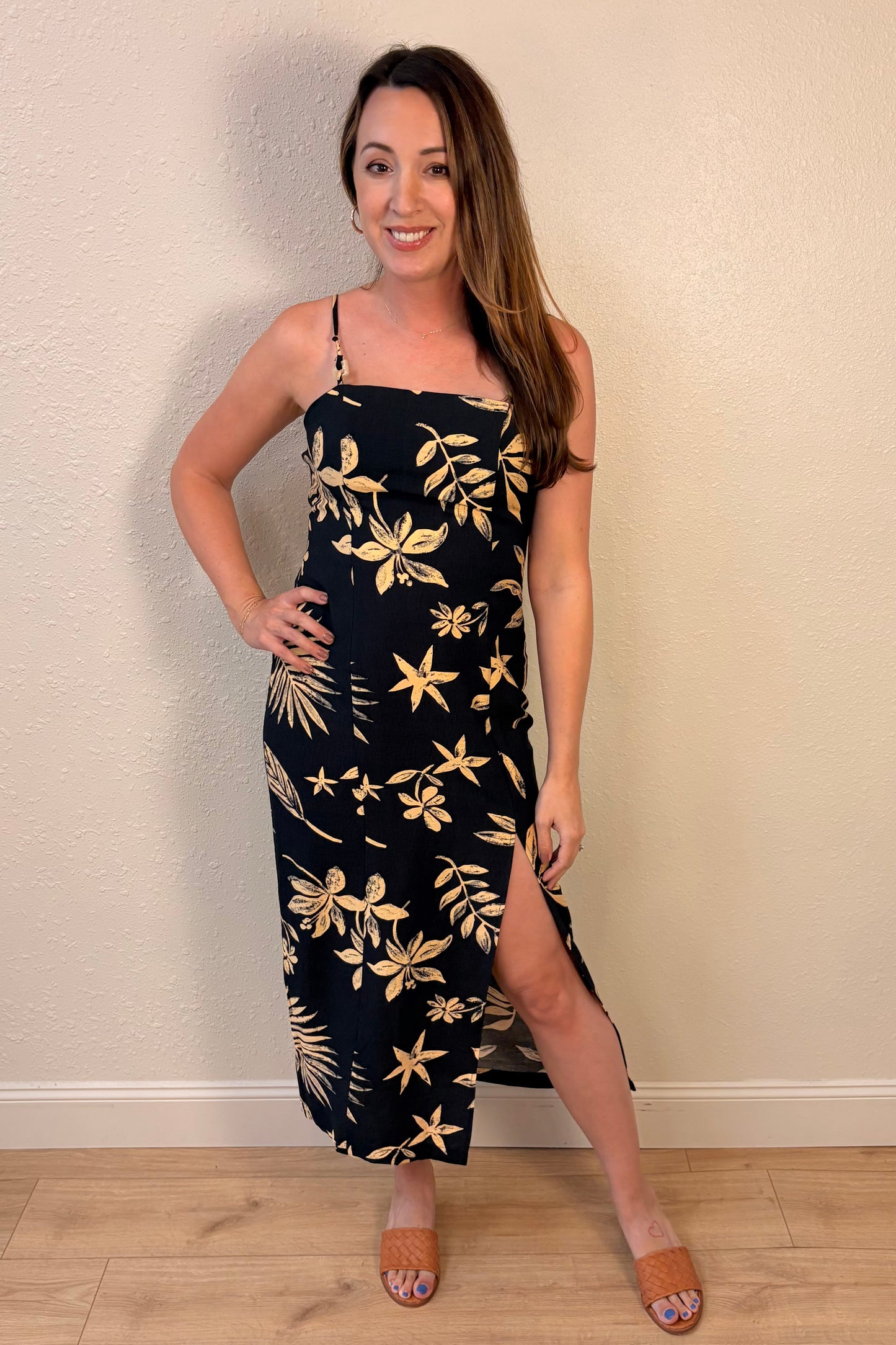 Savannah Tropical Palm Print Maxi Dress