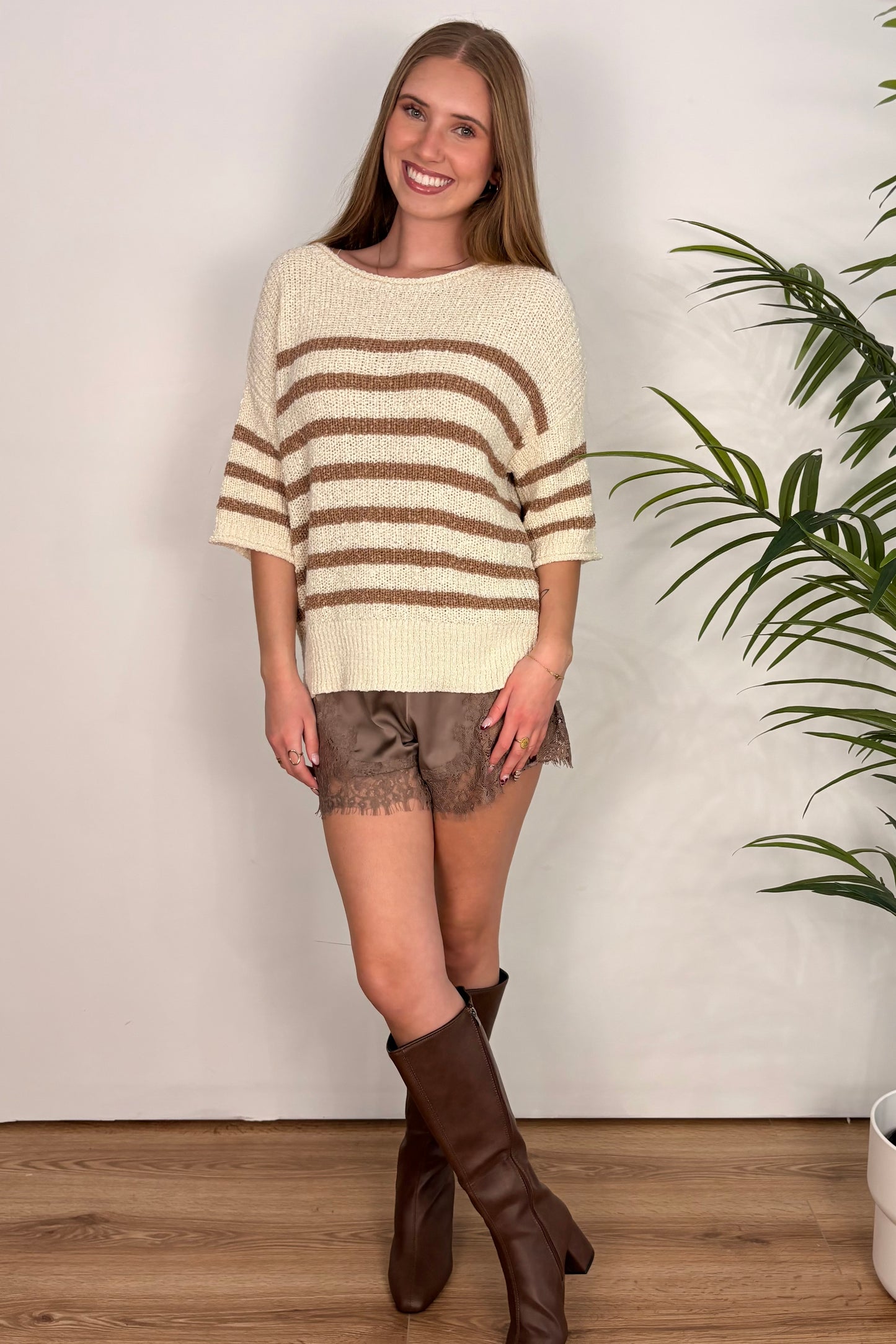 Marla Mocha Stripe Sweater Top