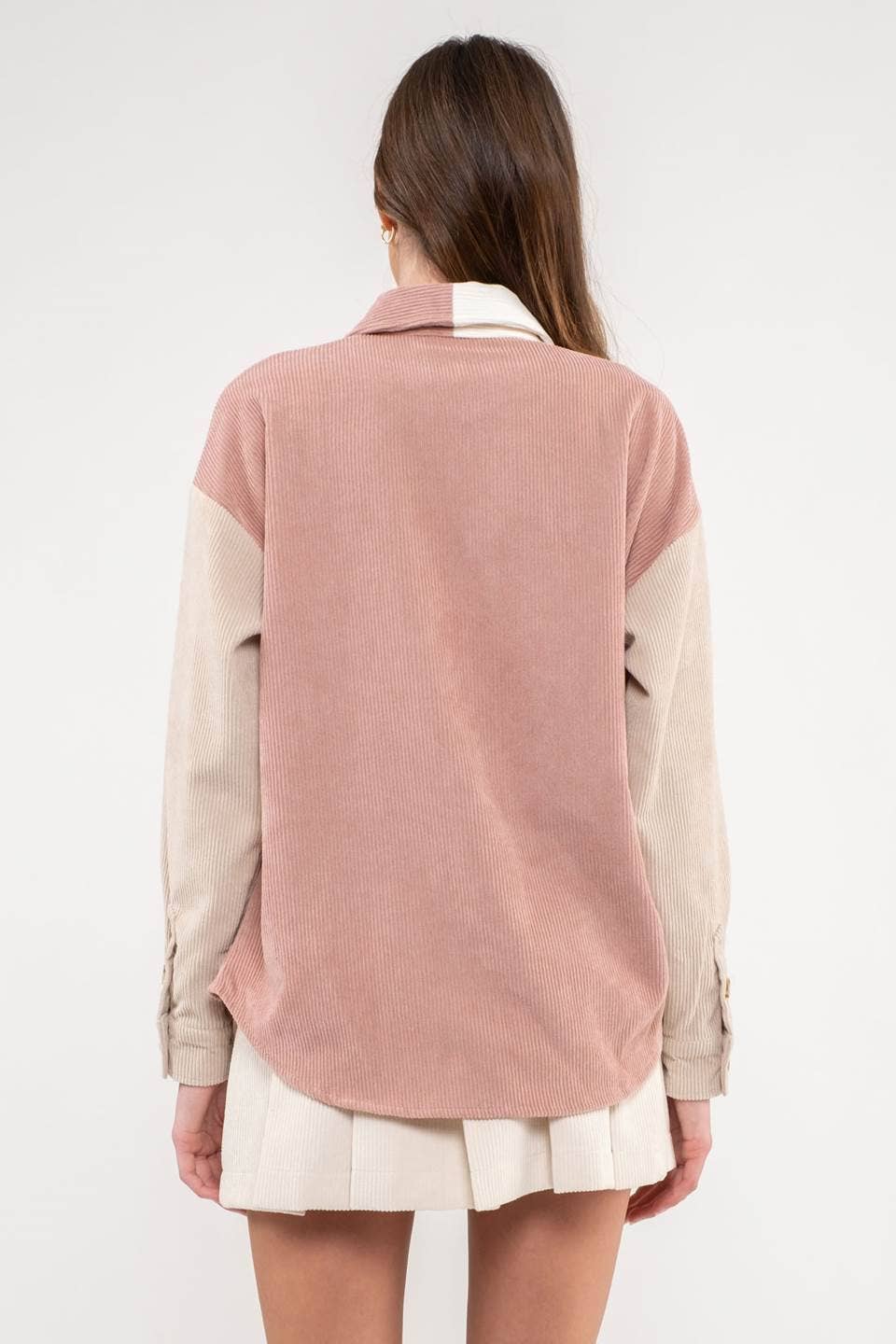 Colorblock Corduroy Shacket