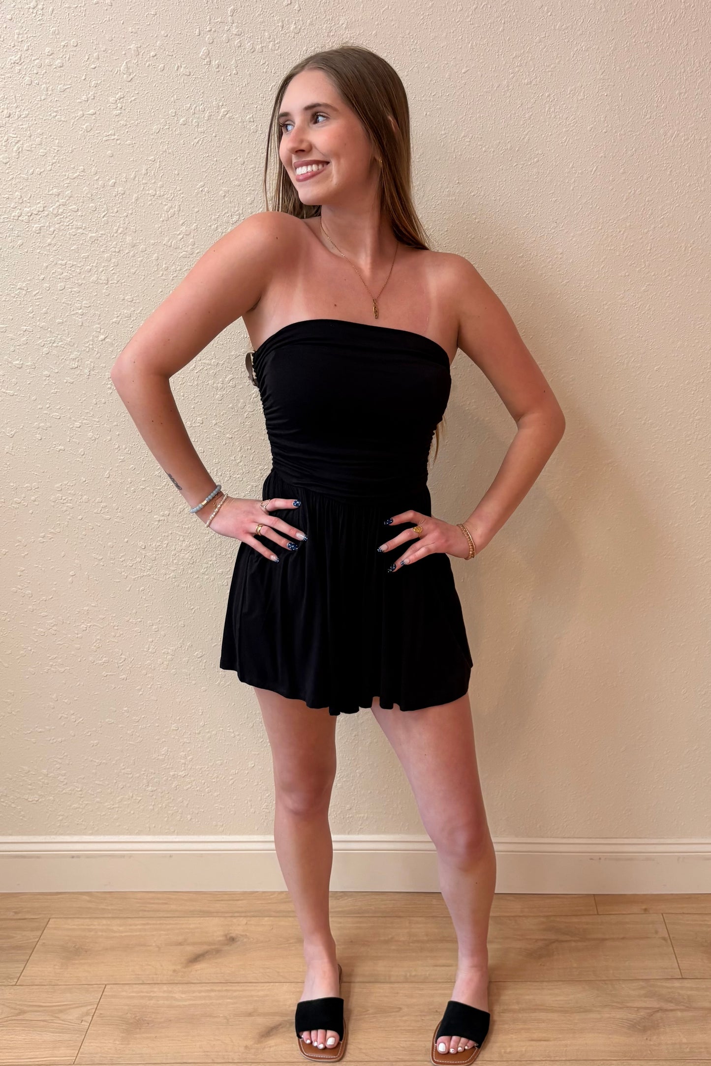 Serenity Black Strapless Romper