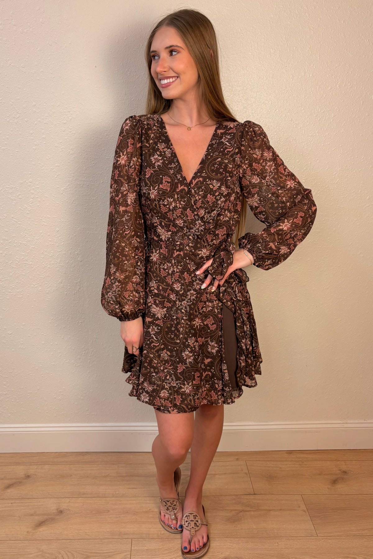 Maddie Paisley Print Wrap Mini Dress