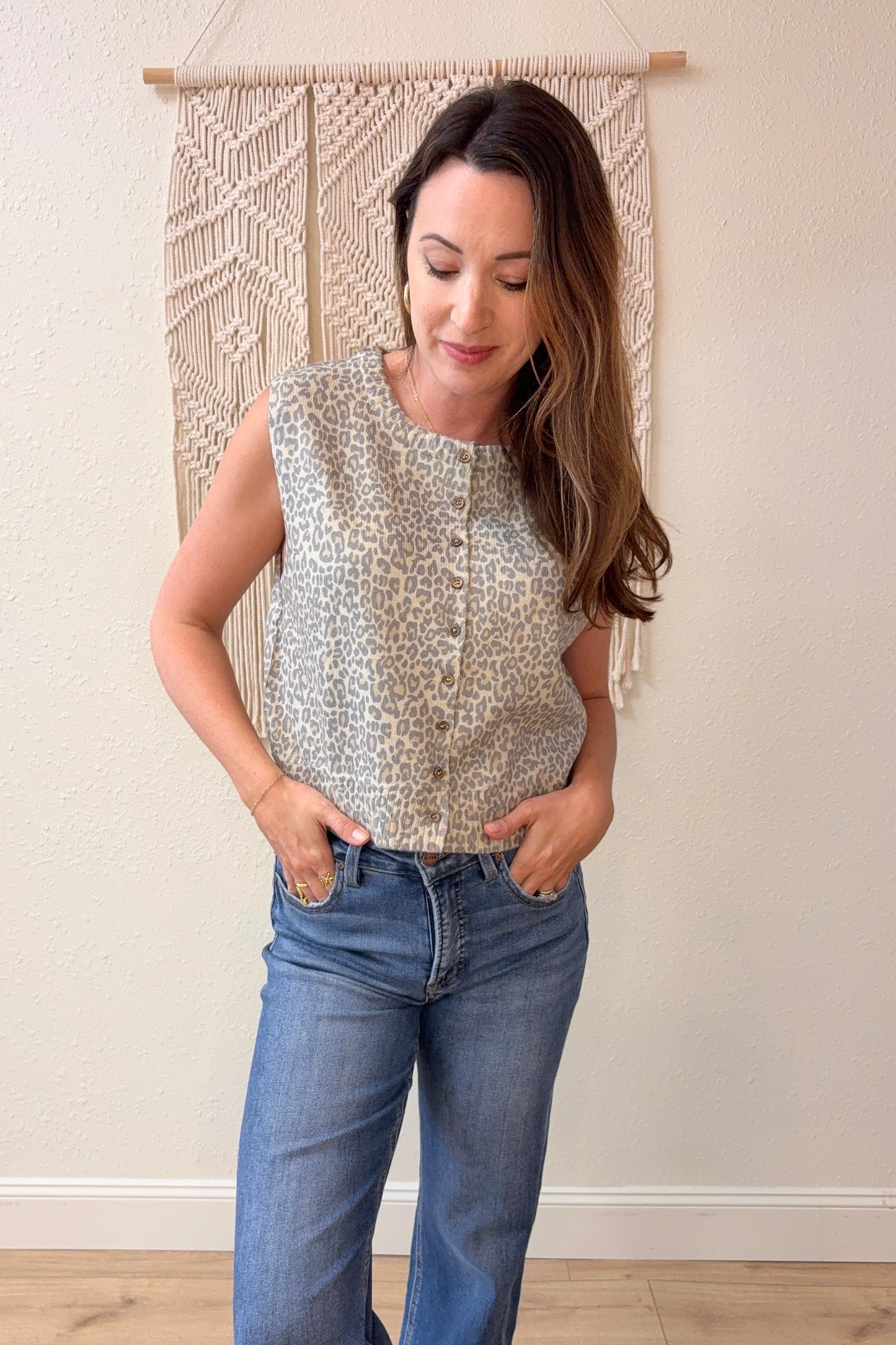 Lainey Leopard Print Sweater Vest