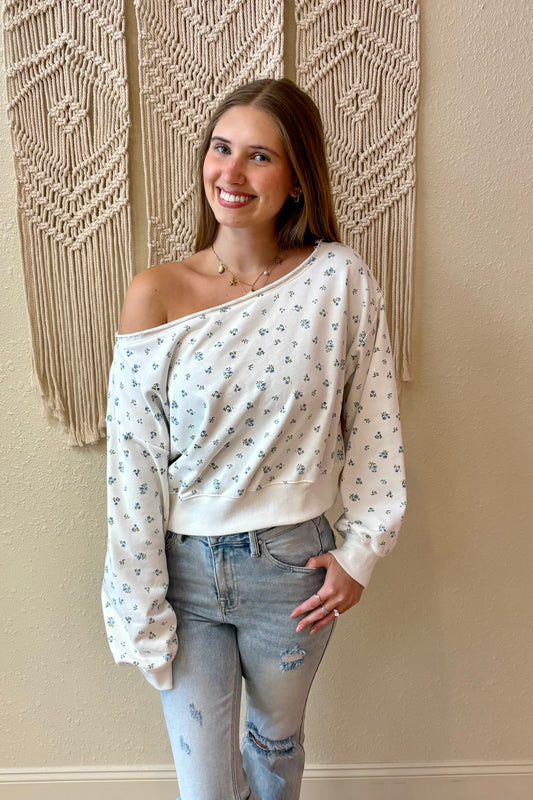 Carli Off the Shoulder Floral Sweatshirt