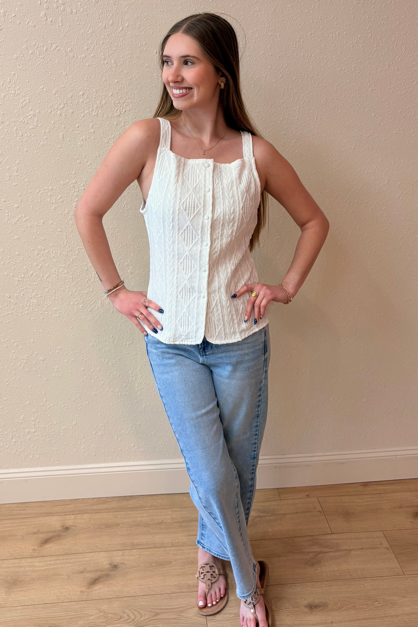 Ellie Textured Button Down Top