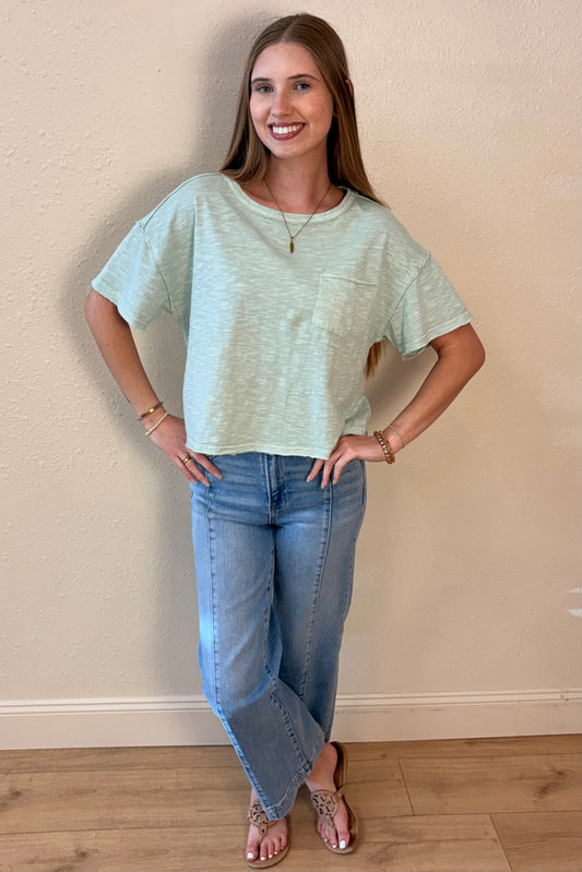 Sloane Mint Green Exposed Seam T-Shirt