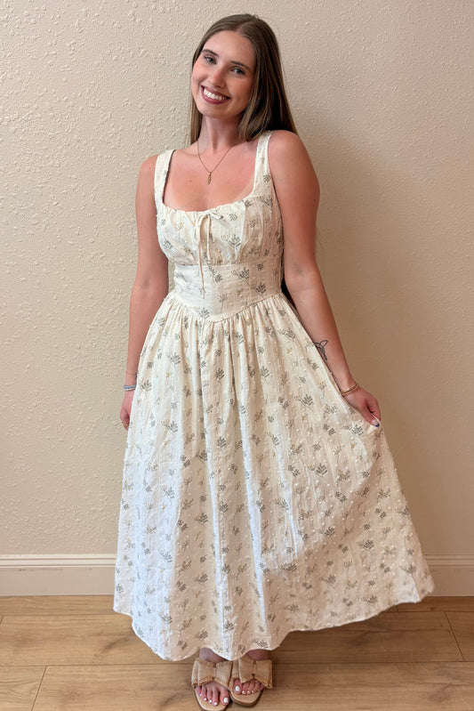 Belle Floral Corset Waist Maxi Dress