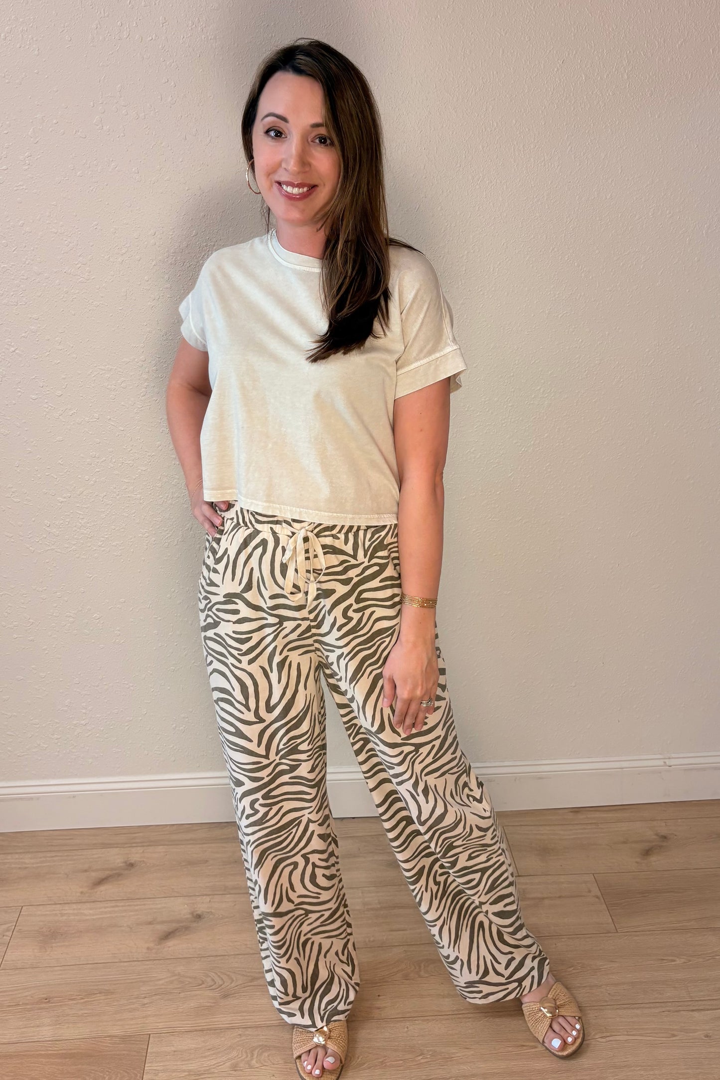 Aria Zebra Print Wide Leg Pants