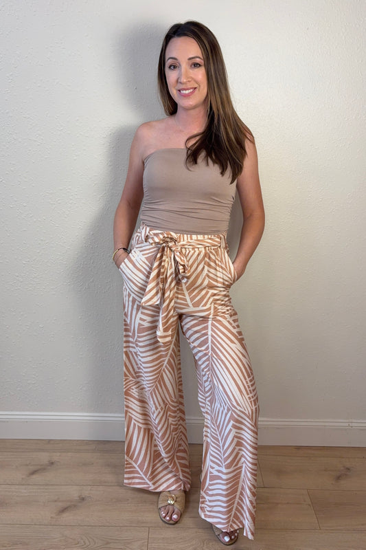 Lana Palm Print Wide Leg Pants