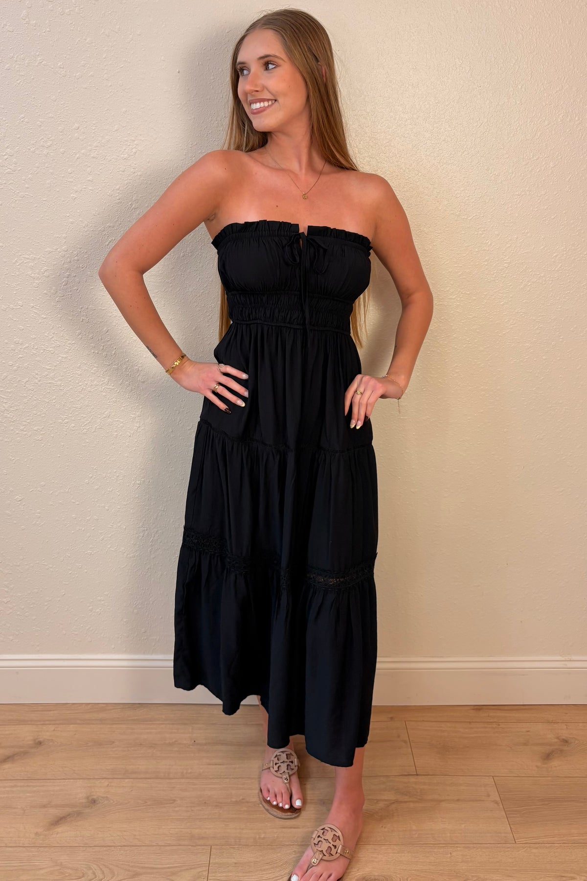 Carmen Black Strapless Maxi Dress