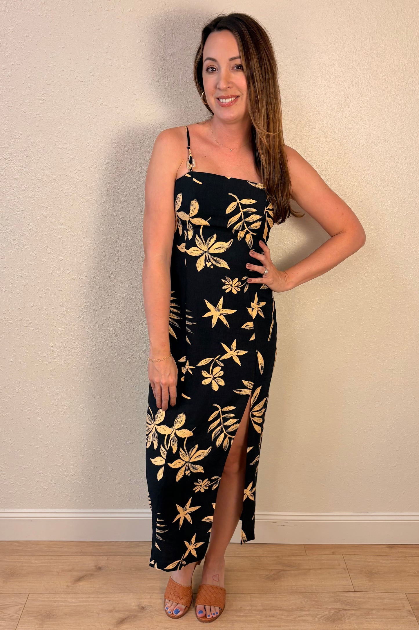 Savannah Tropical Palm Print Maxi Dress