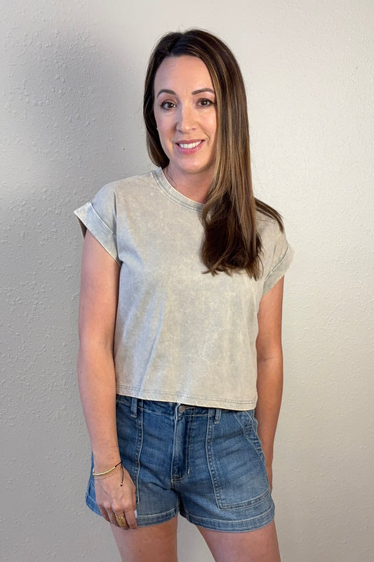 Zara Sleet Gray Mineral Wash T-Shirt