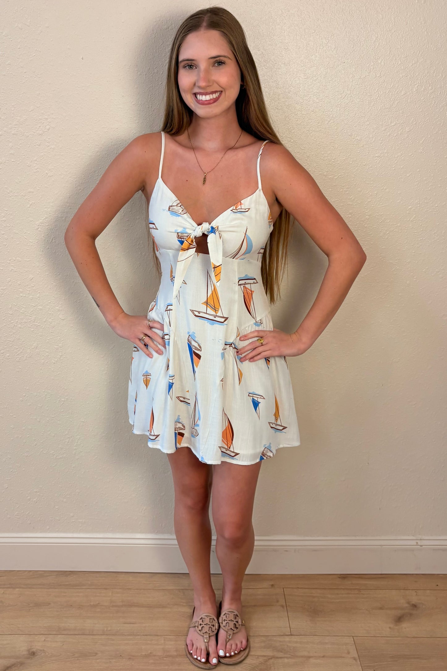 Maya Sailboat Print Mini Dress