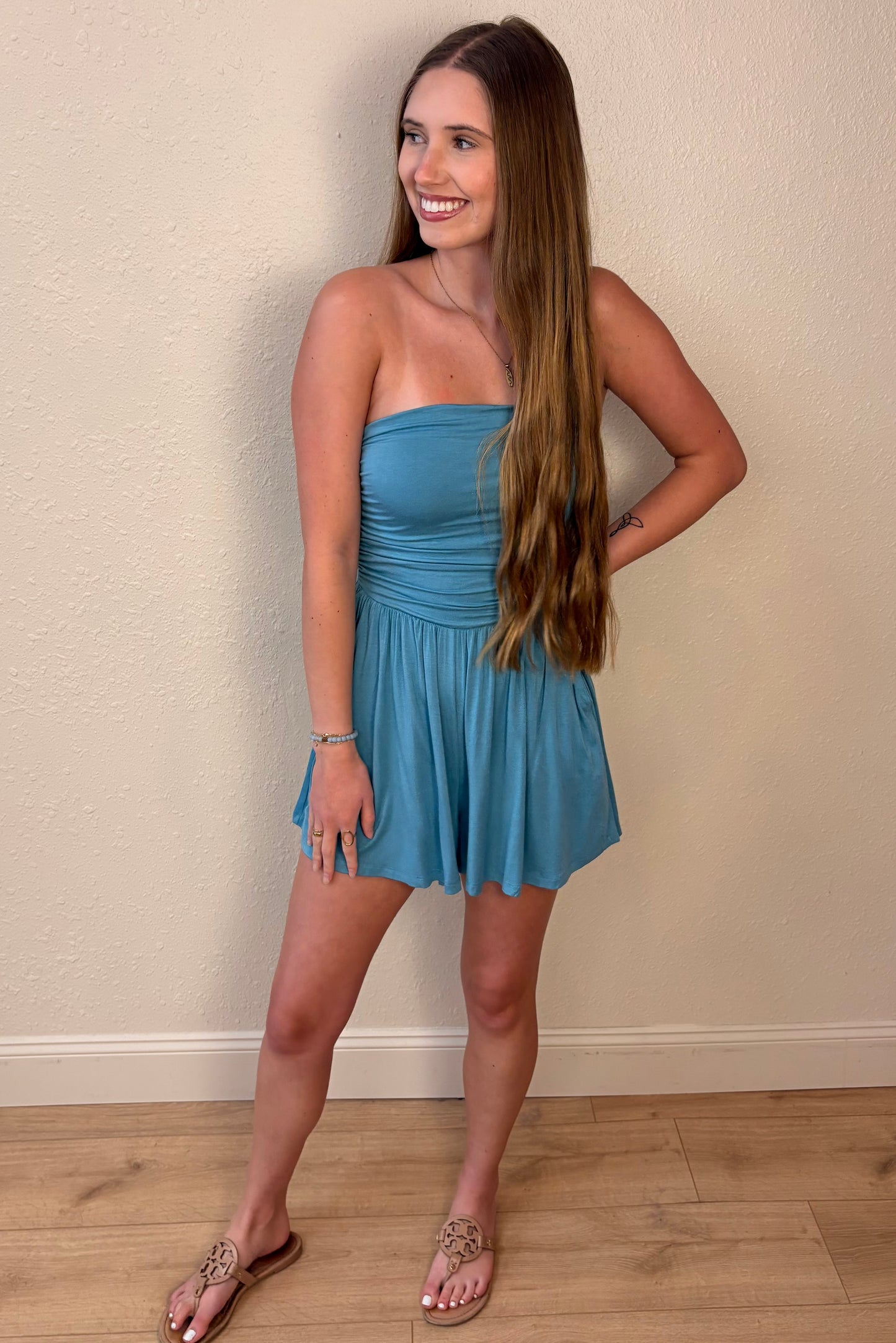 Serenity Light Aqua Strapless Romper